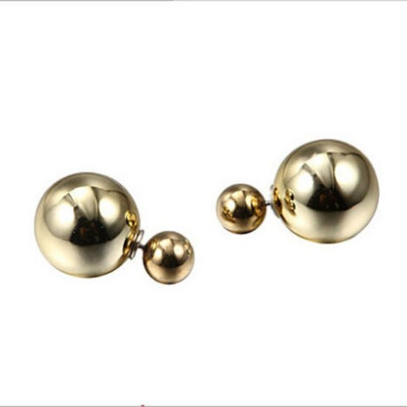 Jewelry - Double Sided Two Sided Earrings Gold Tone